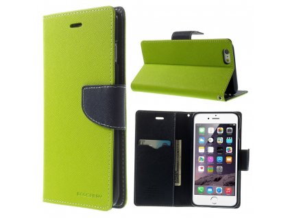 Pouzdro / kryt pro Apple iPhone 6 Plus / 6S Plus - Mercury, Fancy Diary LIME/NAVY