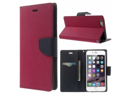 Pouzdro / kryt pro Apple iPhone 6 Plus / 6S Plus - Mercury, Fancy Diary HOTPINK/NAVY