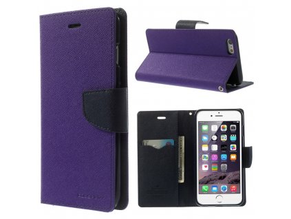 Pouzdro / kryt pro Apple iPhone 6 Plus / 6S Plus - Mercury, Fancy Diary PURPLE/NAVY