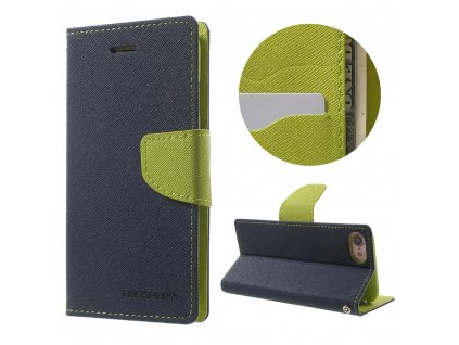 Pouzdro / kryt pro iPhone 7 / 8 - Mercury, Fancy Diary NAVY/LIME