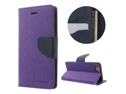 Pouzdro / kryt pro iPhone 7 / 8 - Mercury, Fancy Diary PURPLE/NAVY