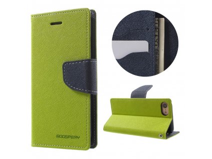 Pouzdro / kryt pro iPhone 7 / 8 - Mercury, Fancy Diary LIME/NAVY