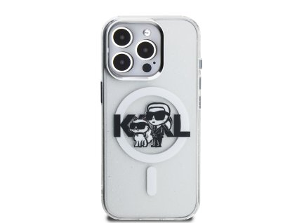 Ochranný kryt na iPhone 15 Pro MAX - Karl Lagerfeld, IML Glitter Sketch MagSafe Transparent