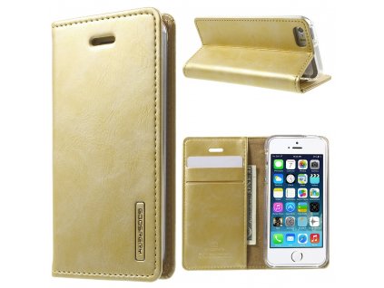 Pouzdro / kryt pro Apple iPhone 5 / 5S / SE - Mercury, Bluemoon Flip Gold