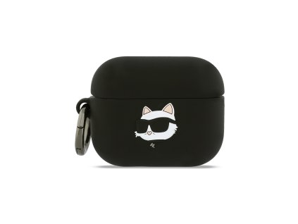 Pouzdro pro sluchátka AirPods Pro 3 - Karl Lagerfeld, 3D Logo NFT Choupette Head Black