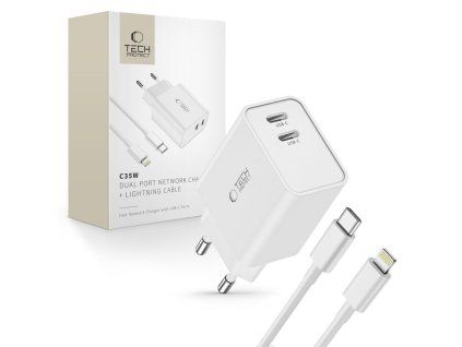 Rychlá nabíječka do sítě - Tech-Protect, C35W PD35W + Lightning kabel
