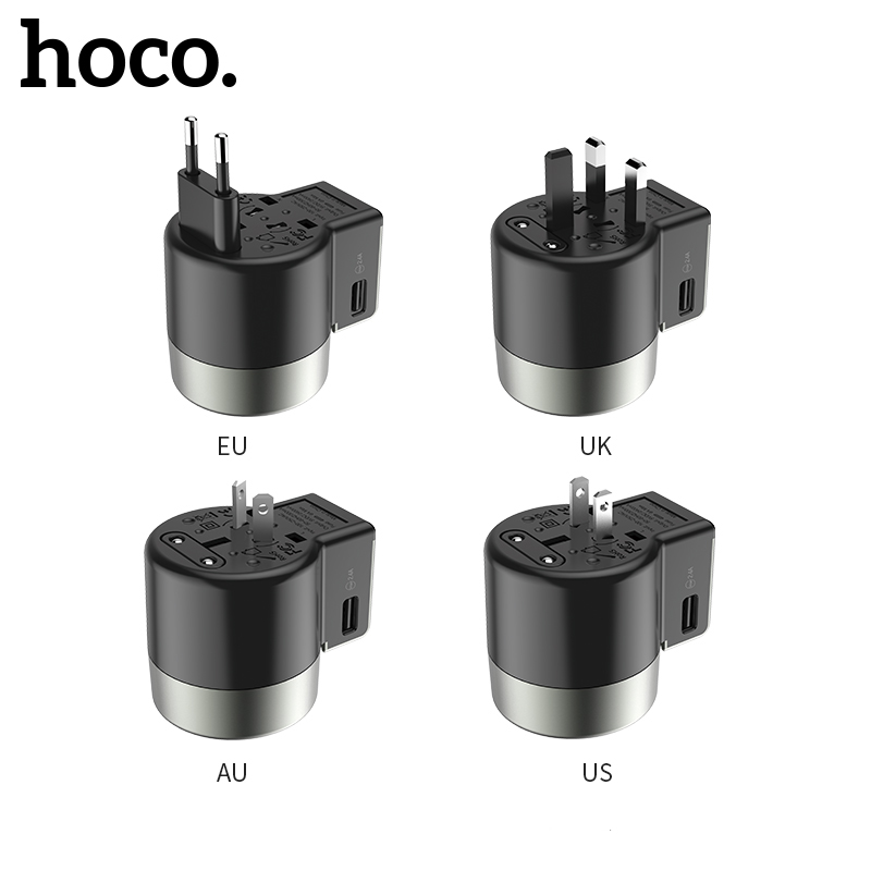 Cestovní adaptér / redukce do zásuvky (UK, EU, AU, US) - HOCO, AC4
