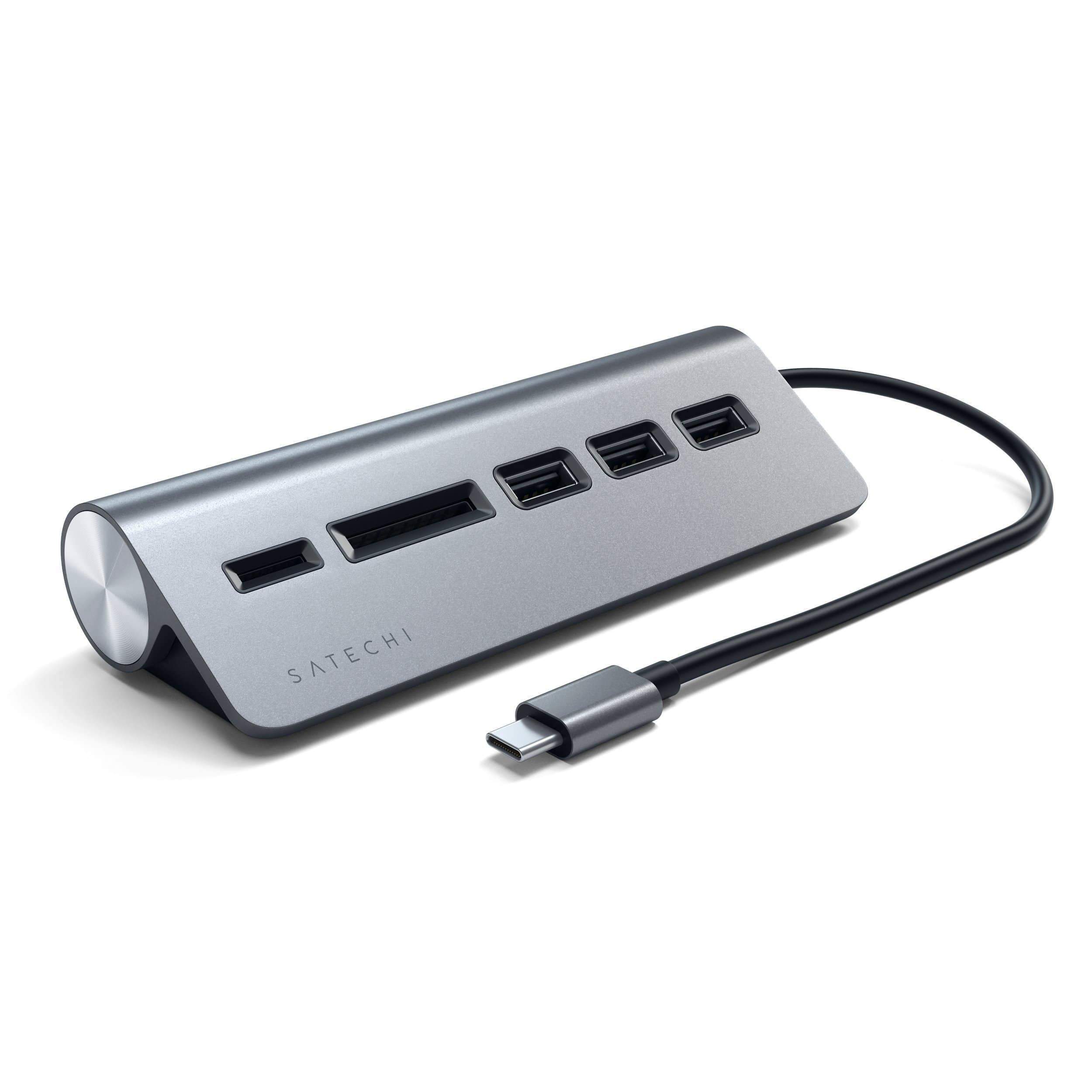 Redukce / adaptér - Satechi, USB-C to USB 3.0 Hub & Card Reader Gray