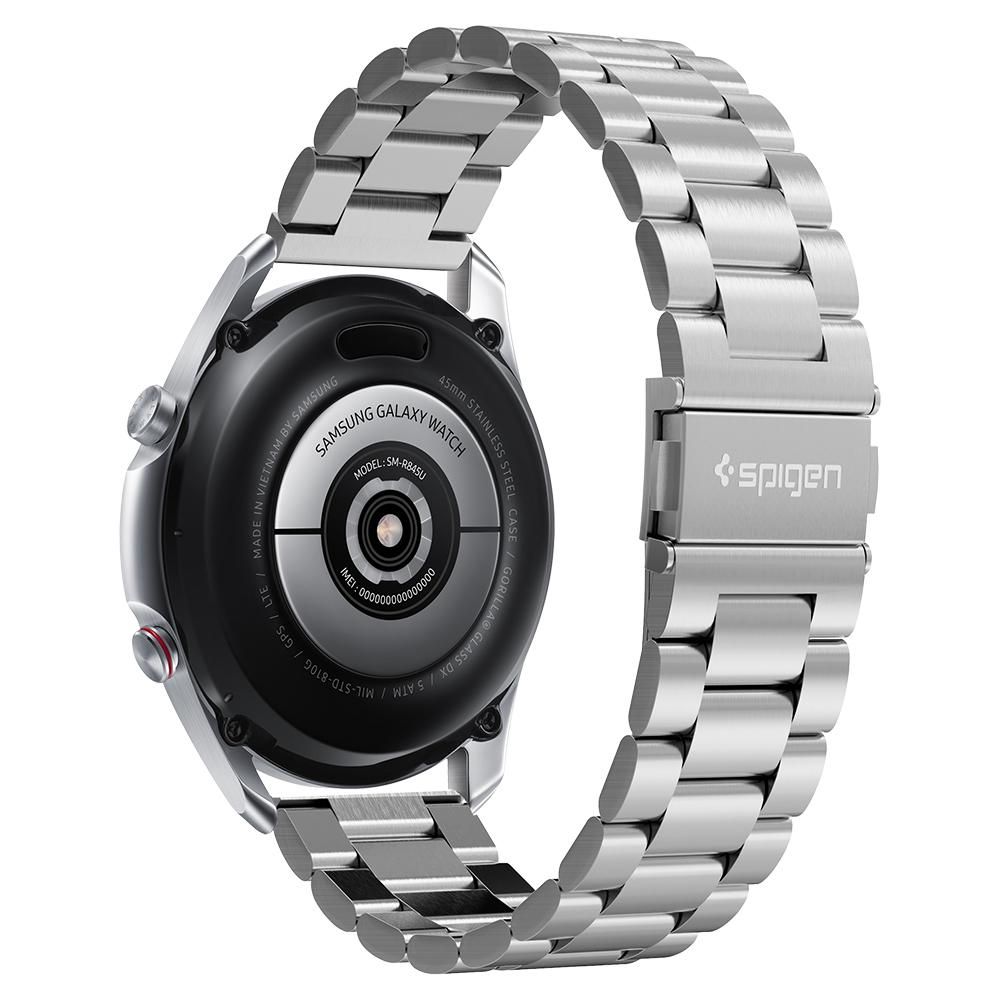 Kovový řemínek pro Samsung Galaxy Watch 45mm / 46mm - Spigen, Modern Fit Silver