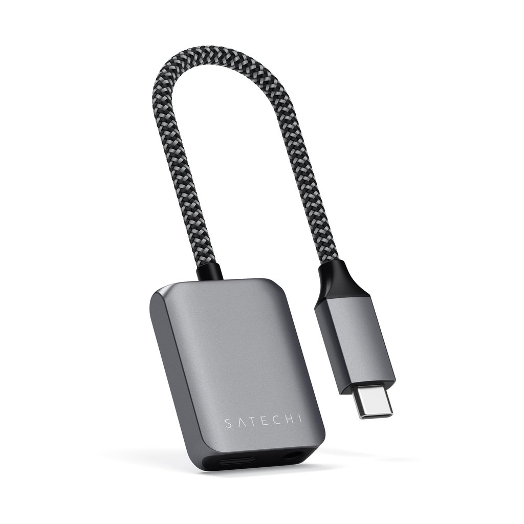 Redukce / adaptér - Satechi, USB-C to 3.5mm Audio & PD Adapter Gray