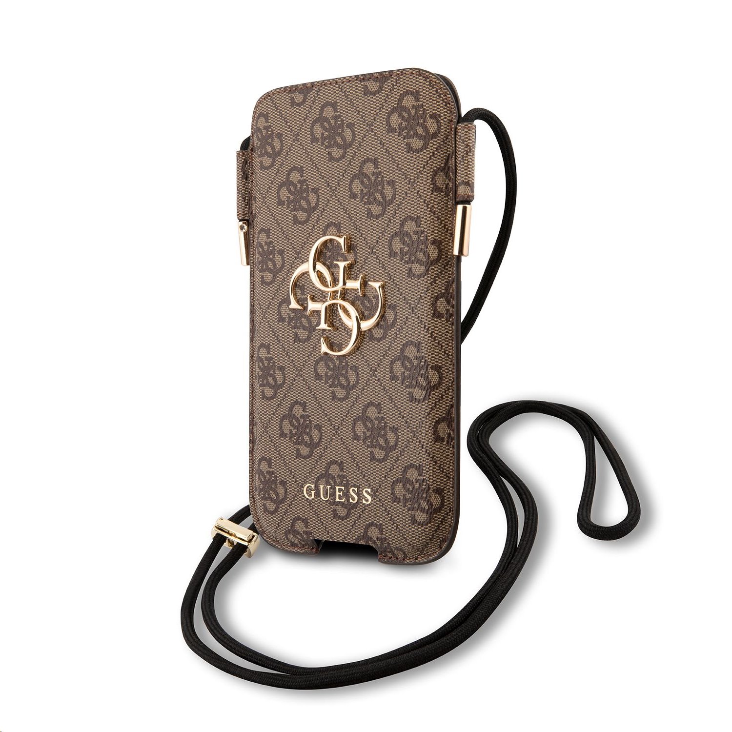 Univerzální kapsa na mobil se šňůrkou - Guess, 4G Pouch Script Logo L Brown