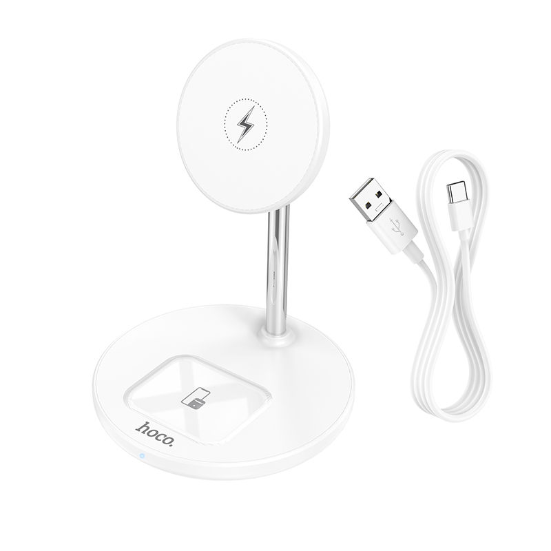 Bezdrátová rychlá nabíječka pro AirPods a iPhone 12 / 13 - Hoco, S23 Volant White with MagSafe