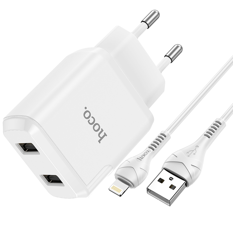 Nabíjecí AC adaptér pro iPhone a iPad - Hoco, N7 Speedy White + Lightning kabel