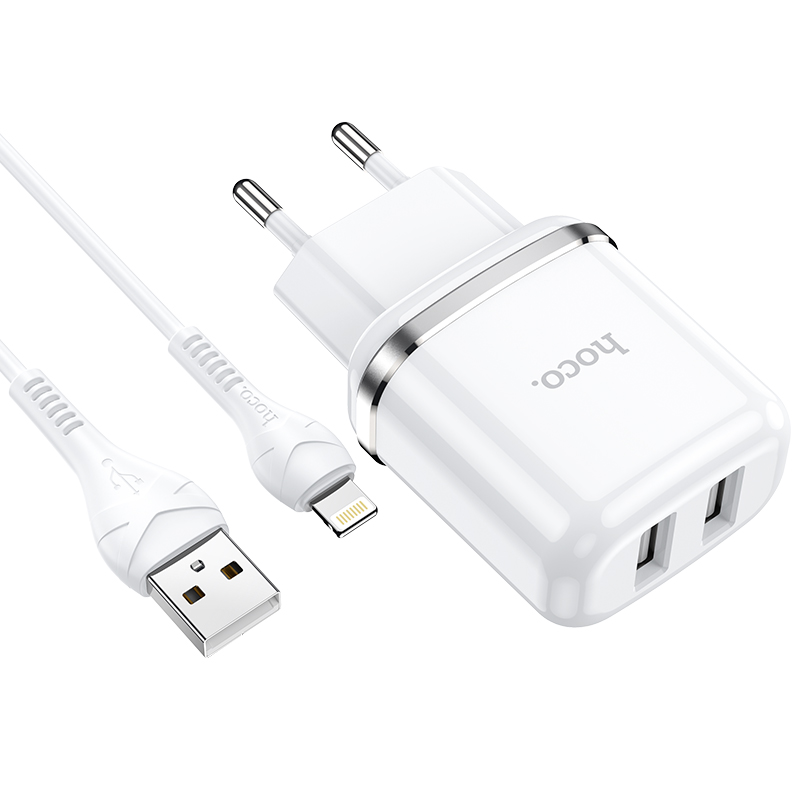 Nabíjecí AC adaptér pro iPhone a iPad - Hoco, N4 Aspiring White + Lightning kabel