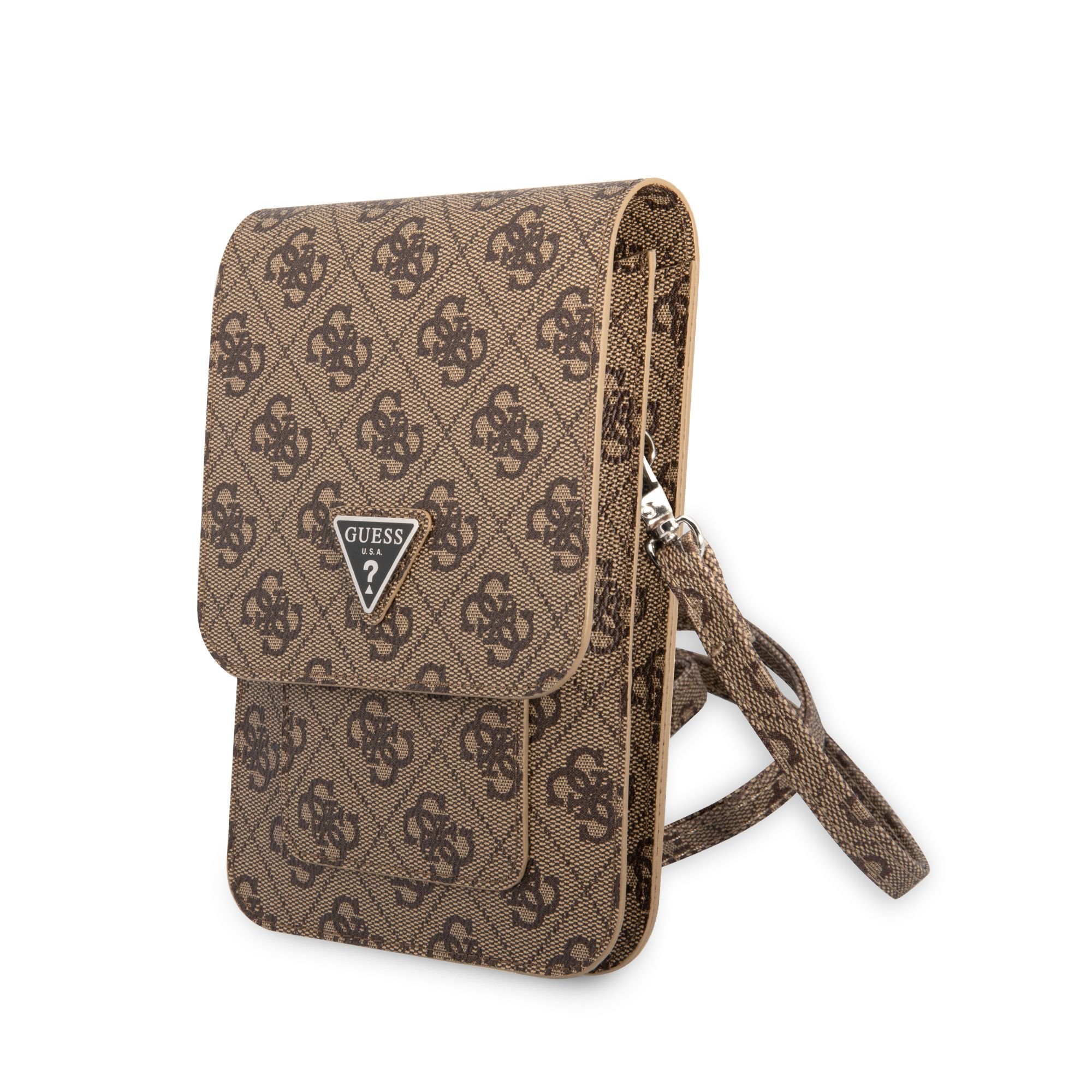 Univerzální pouzdro / taška s kapsou na mobil - Guess, 4G Triangle Logo Bag Brown