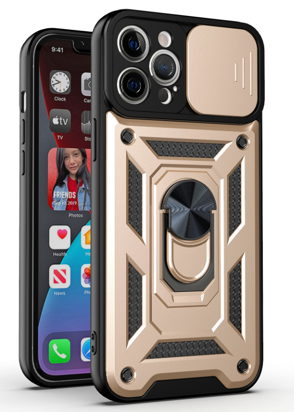 Ochranný kryt pro iPhone 13 - Mercury, Camera Slide Gold