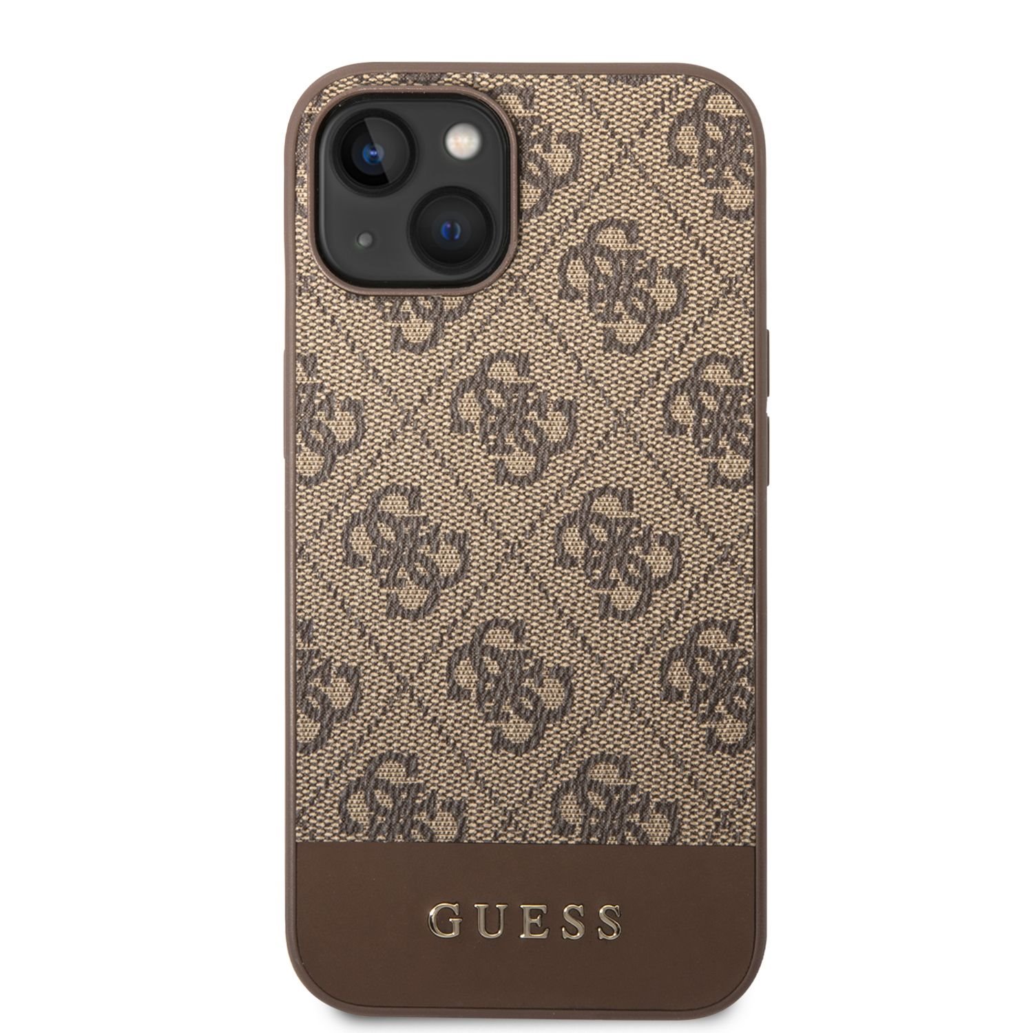 Ochranný kryt pro iPhone 14 PLUS - Guess, 4G Stripe Back Brown