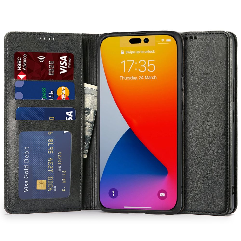 Knížkové pouzdro pro iPhone 14 Pro - Tech-Protect, Wallet Magnet Black