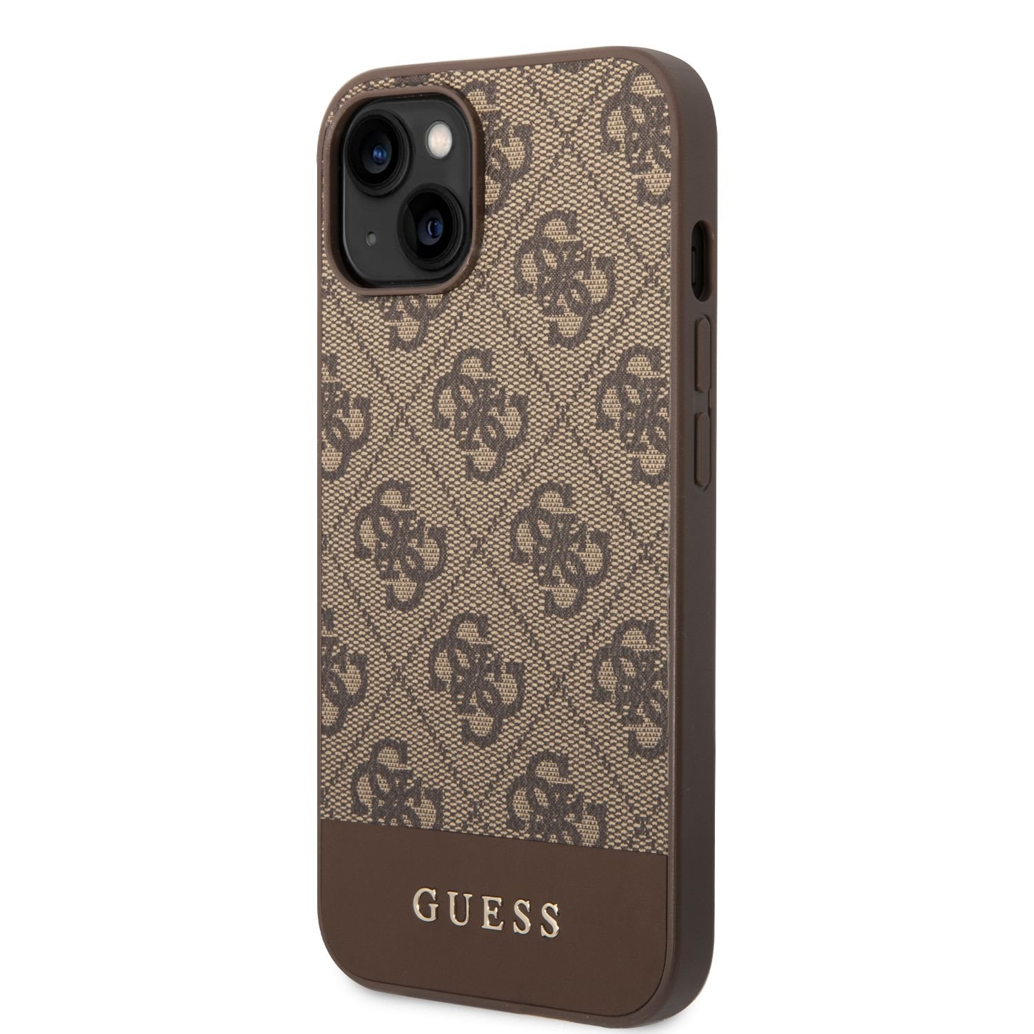 Ochranný kryt pro iPhone 14 - Guess, 4G Stripe Back Brown