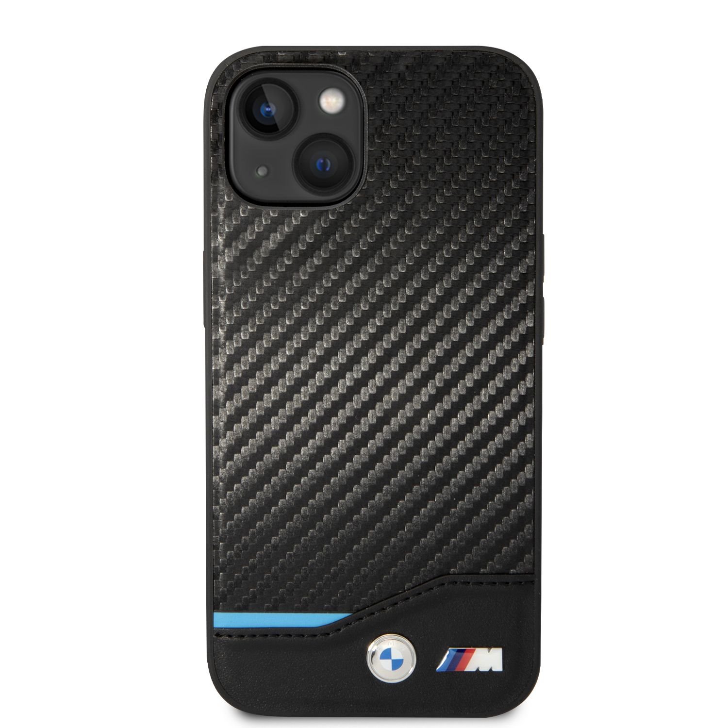 Ochranný kryt pro iPhone 14 PLUS - BMW, M PU Carbon Blue Line Black