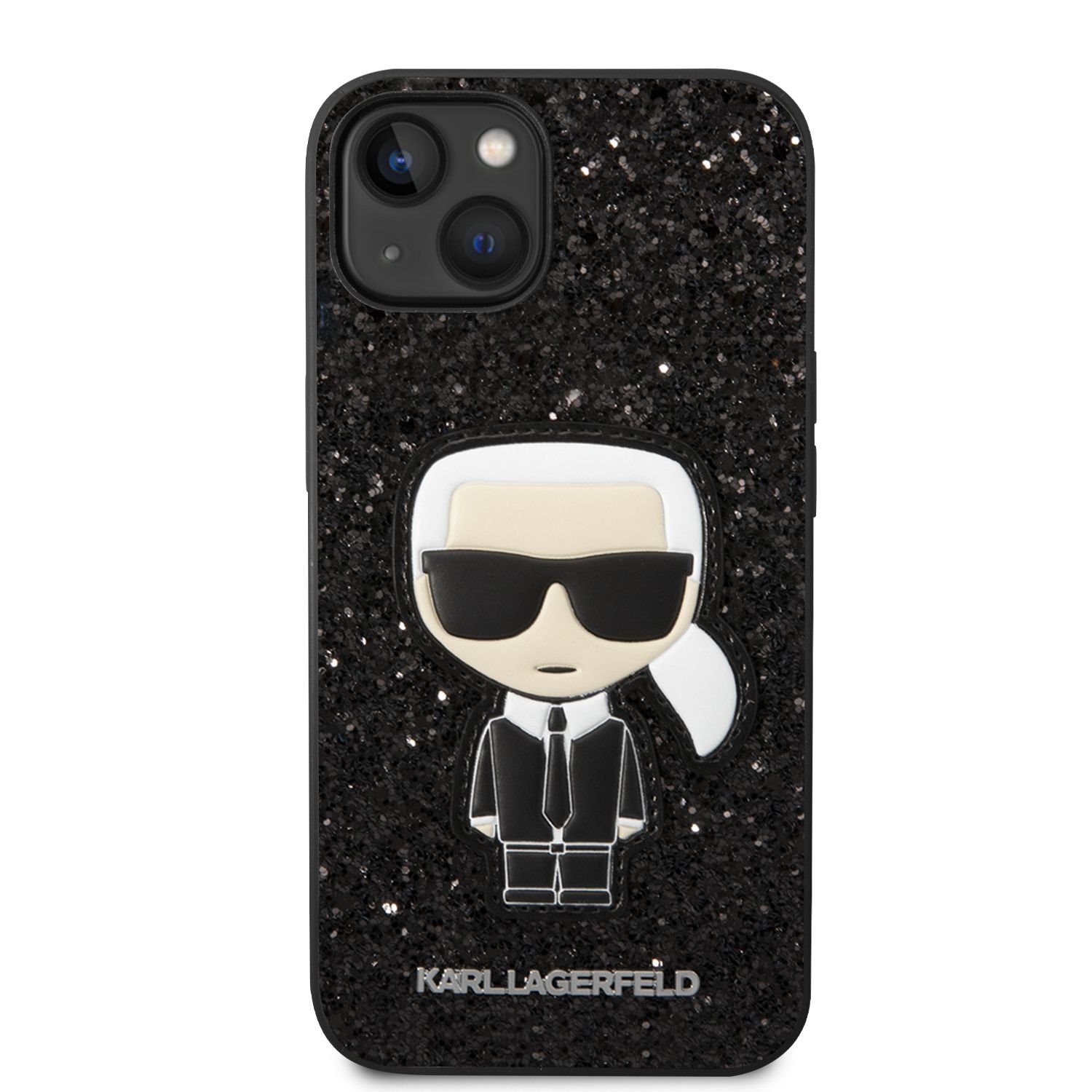Ochranný kryt pro iPhone 14 PLUS - Karl Lagerfeld, Glitter Flakes Ikonik Black