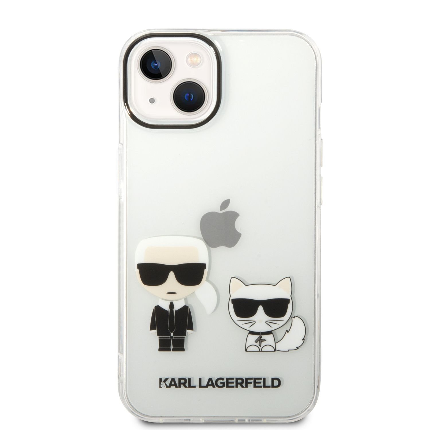 Ochranný kryt pro iPhone 14 PLUS - Karl Lagerfeld, Ikonik Karl and Choupette Transparent