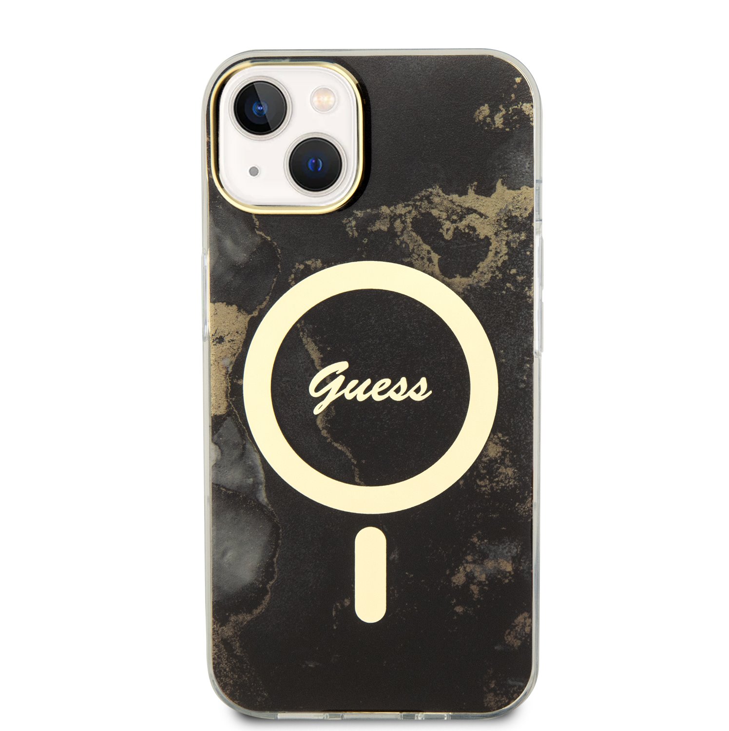 Ochranný kryt pro iPhone 14 - Guess, Marble IML MagSafe Black