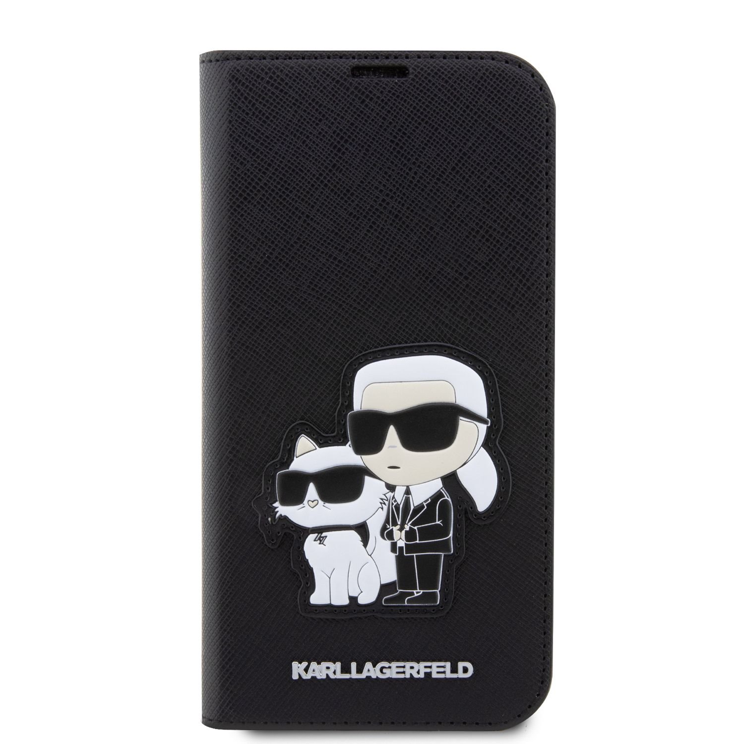 Ochranné pouzdro pro iPhone 14 Pro - Karl Lagerfeld, Saffiano Karl and Choupette NFT Book Black