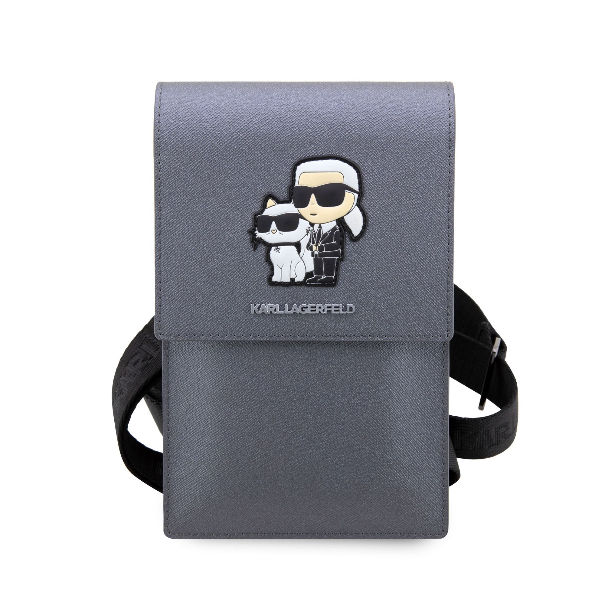 Univerzální pouzdro / taška s kapsou na mobil - Karl Lagerfeld, Metal Logo NFT Wallet Silver