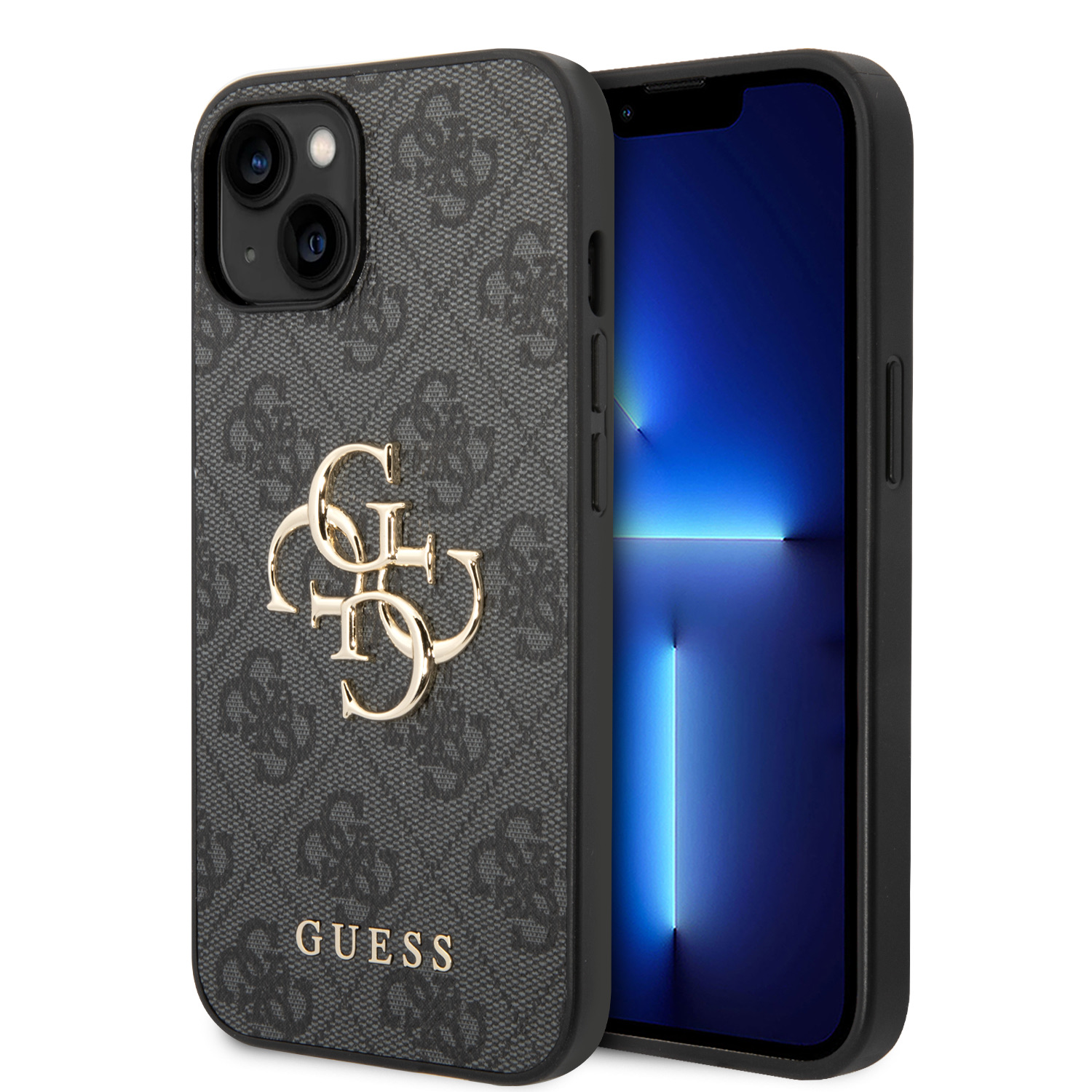 Ochranný kryt na iPhone 15 - Guess, 4G Metal Logo Gray