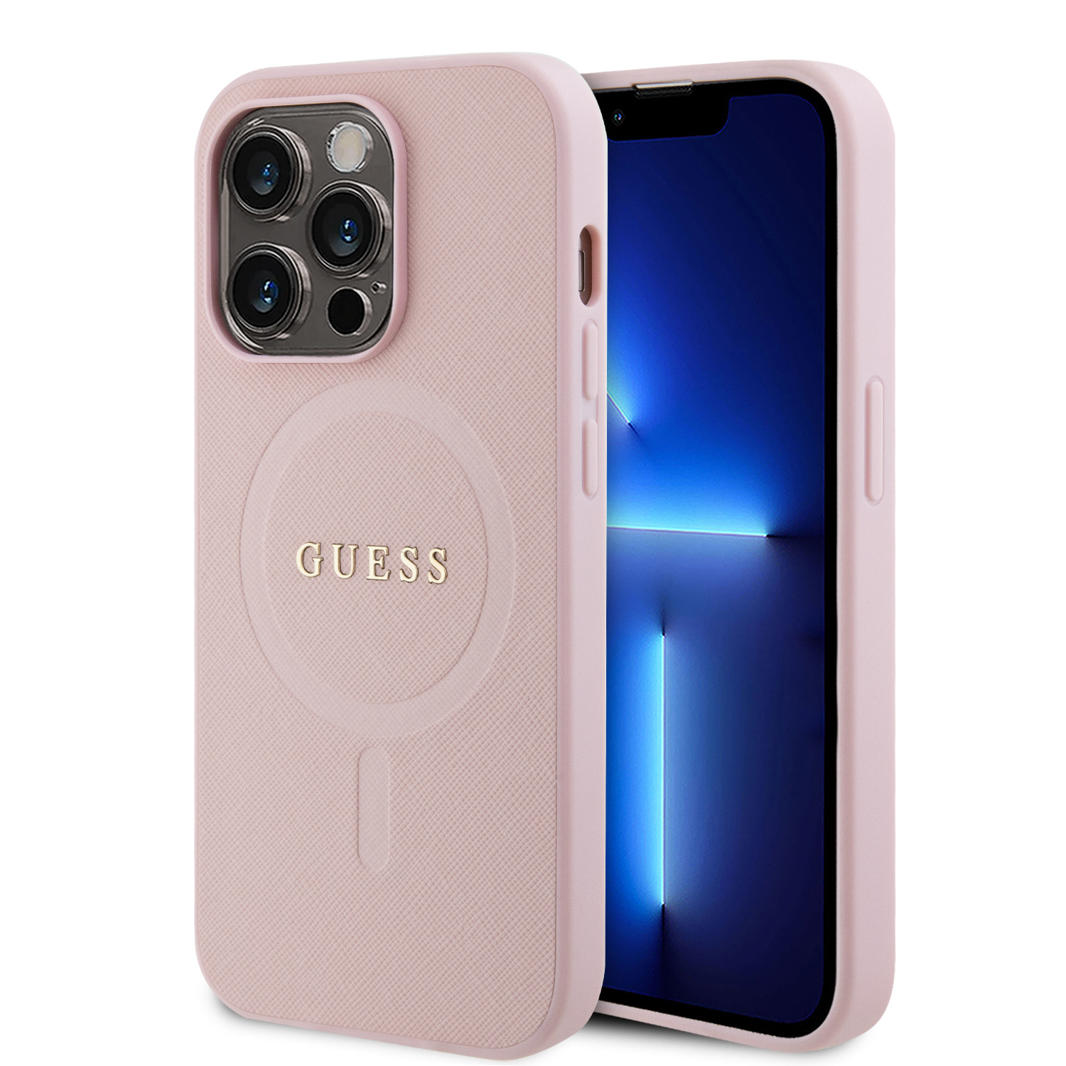 Ochranný kryt na iPhone 15 Pro - Guess, Saffiano MagSafe Pink