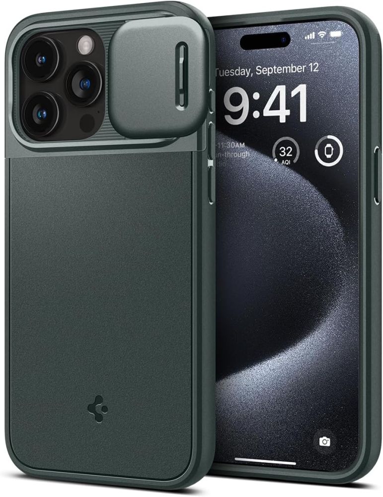 Ochranný kryt na iPhone 15 Pro - Spigen, Optik Armor MagSafe Abyss Green