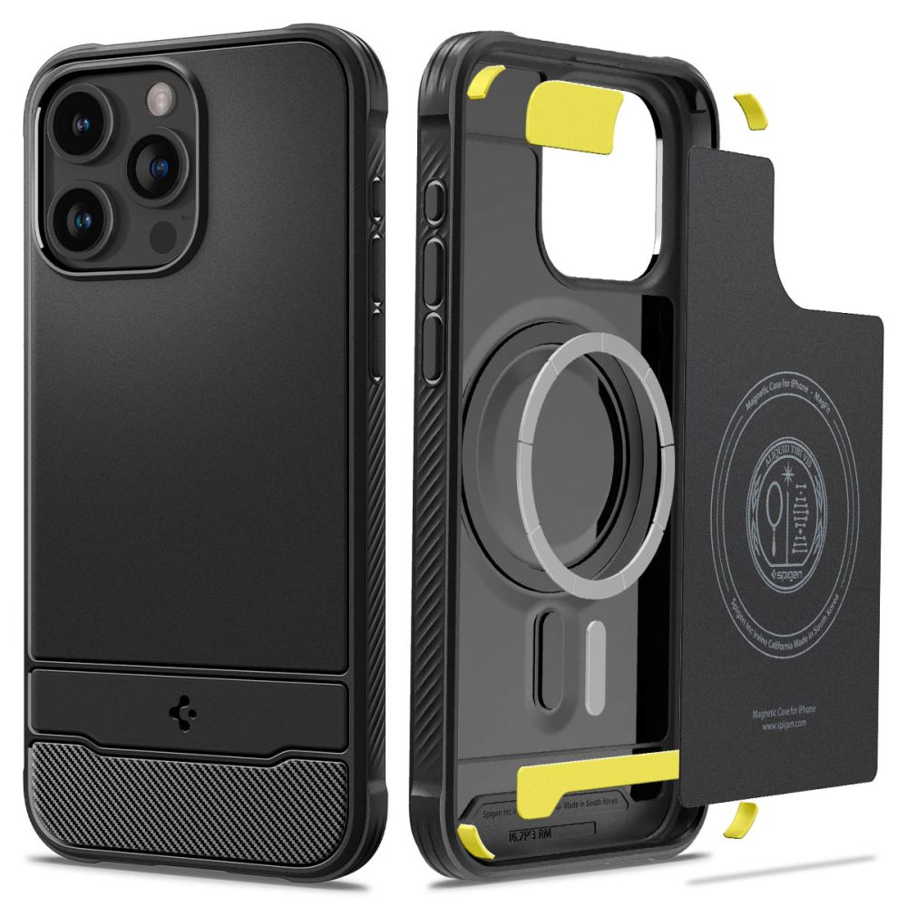 Ochranný kryt na iPhone 15 Pro MAX - Spigen, Rugged Armor MagSafe Black