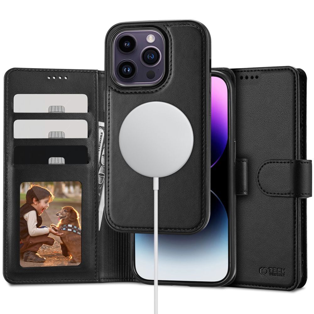 Knížkové pouzdro pro iPhone 15 Pro MAX - Tech-Protect, Wallet MagSafe Black