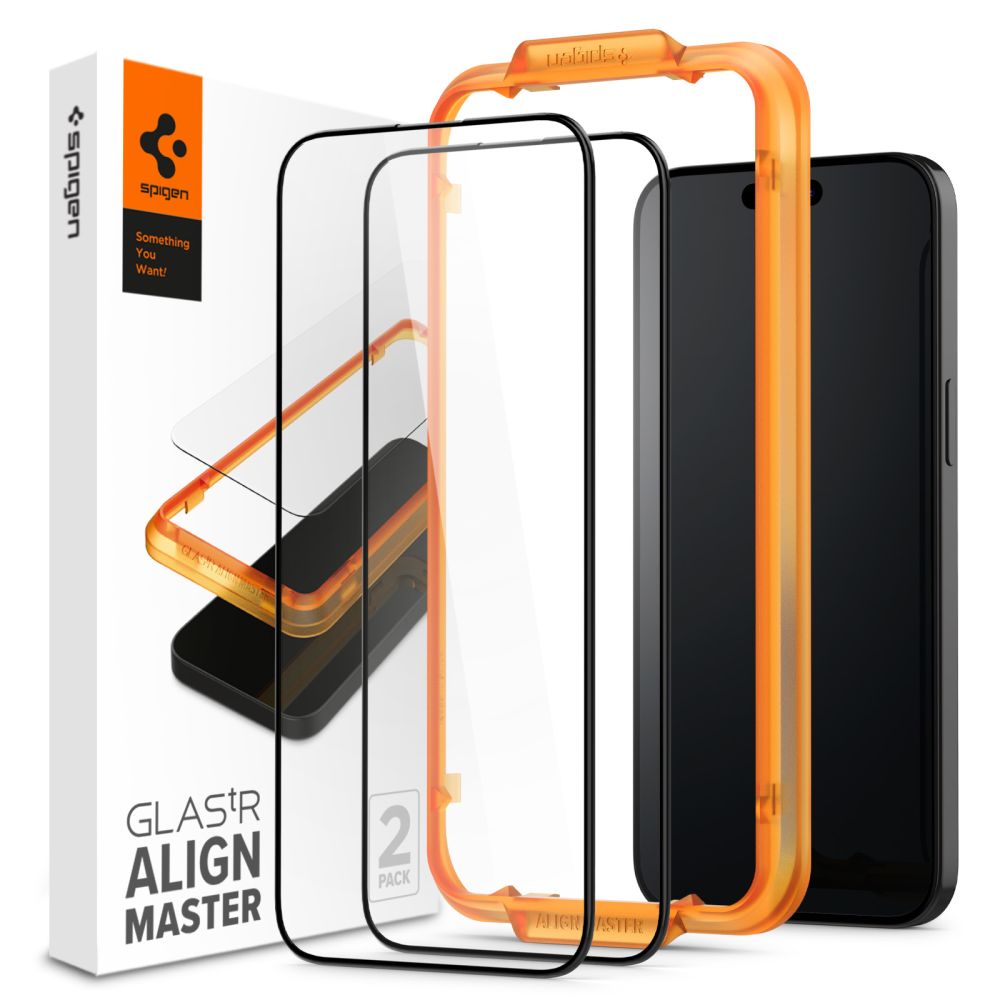 Ochranné tvrzené sklo na iPhone 15 - Spigen, AlignMaster FC (2ks s aplikátorem)