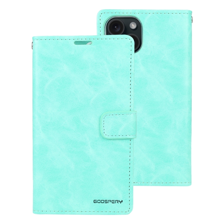 Ochranné pouzdro na iPhone 15 - Mercury, Bluemoon Diary Mint