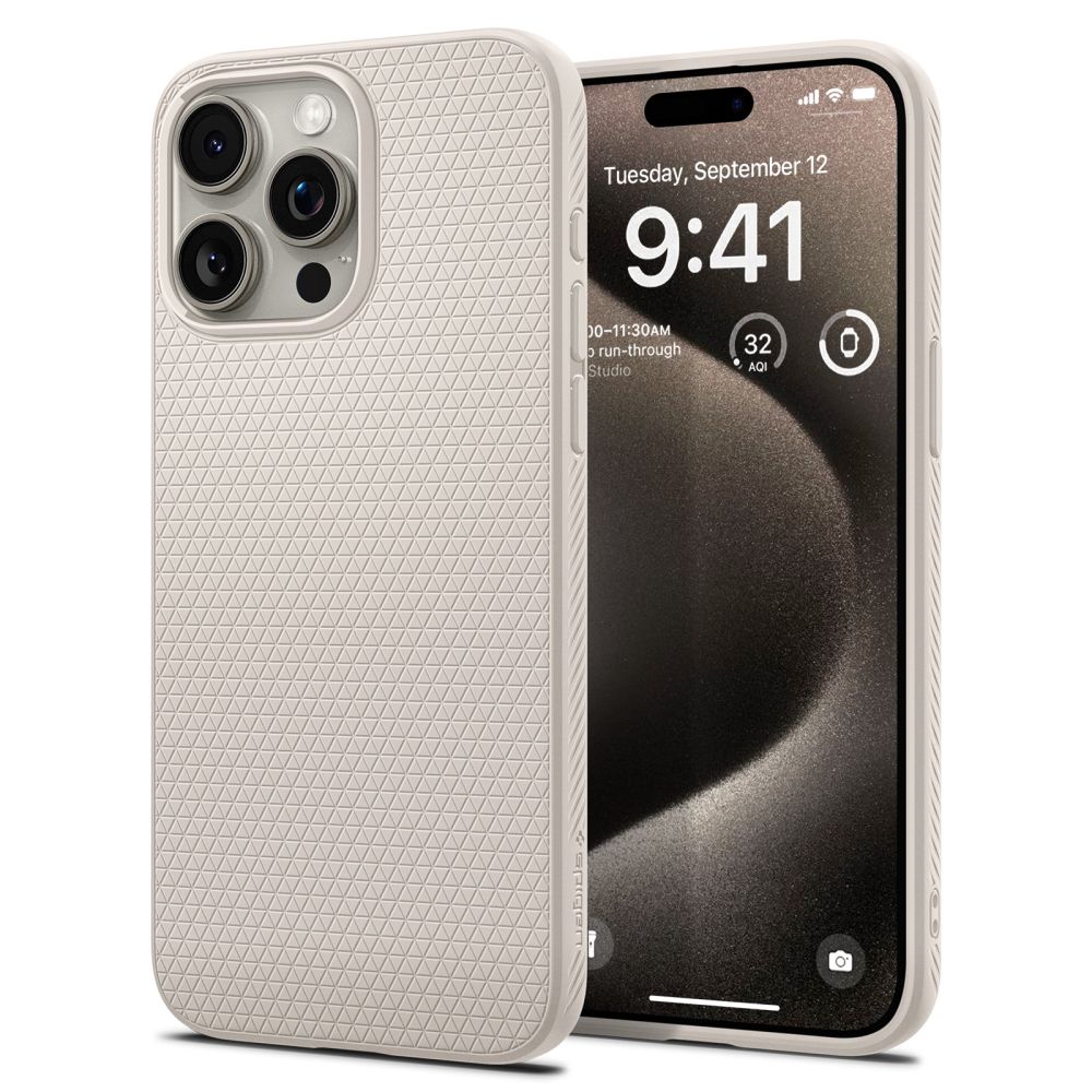 Ochranný kryt na iPhone 15 Pro MAX - Spigen, Liquid Air Natural Titanium