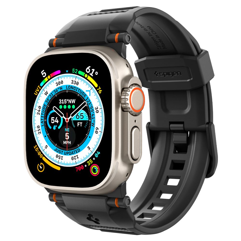 Řemínek pro Apple Watch 42mm / 44mm / 45mm / 49mm - Spigen, Rugged Ultra Black