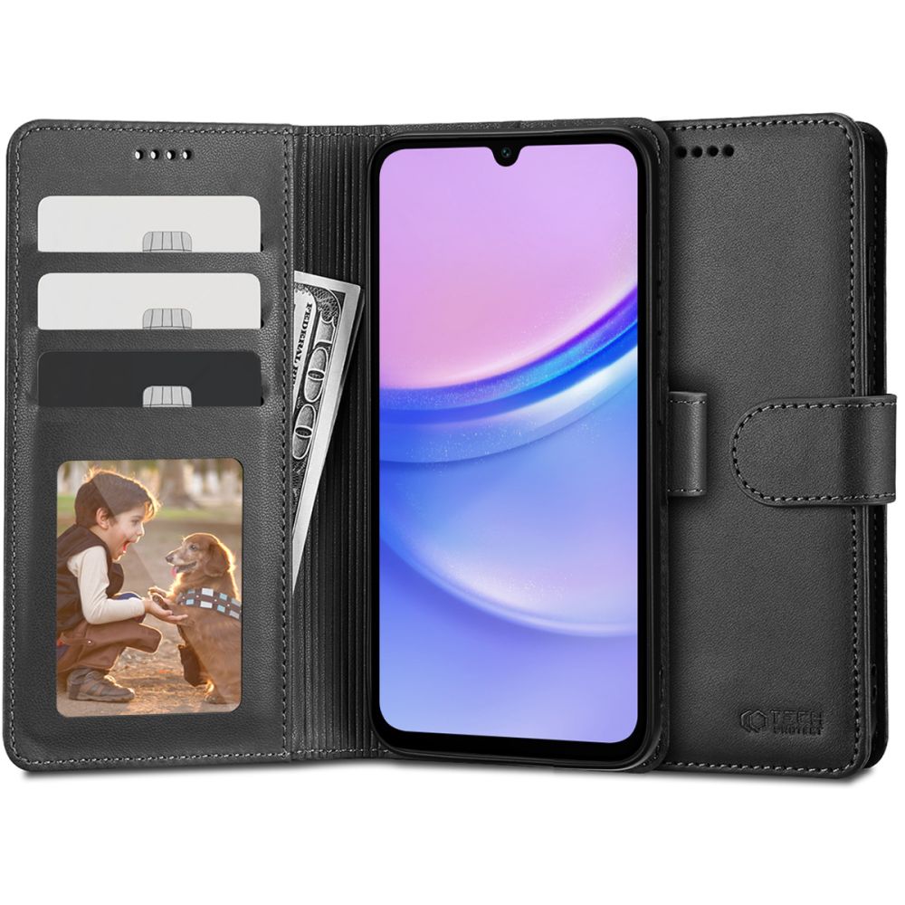 Ochranné pouzdro pro Samsung Galaxy A15 - Tech-Protect, Wallet Black
