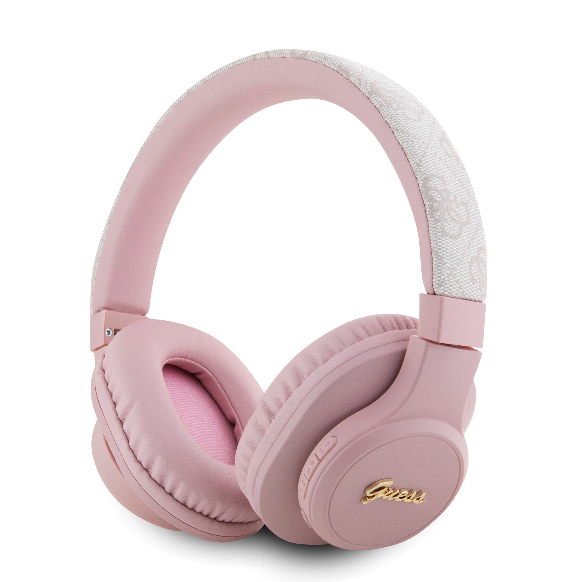 Bezdrátová náhlavní sluchátka - Guess, PU 4G Script Logo Pink