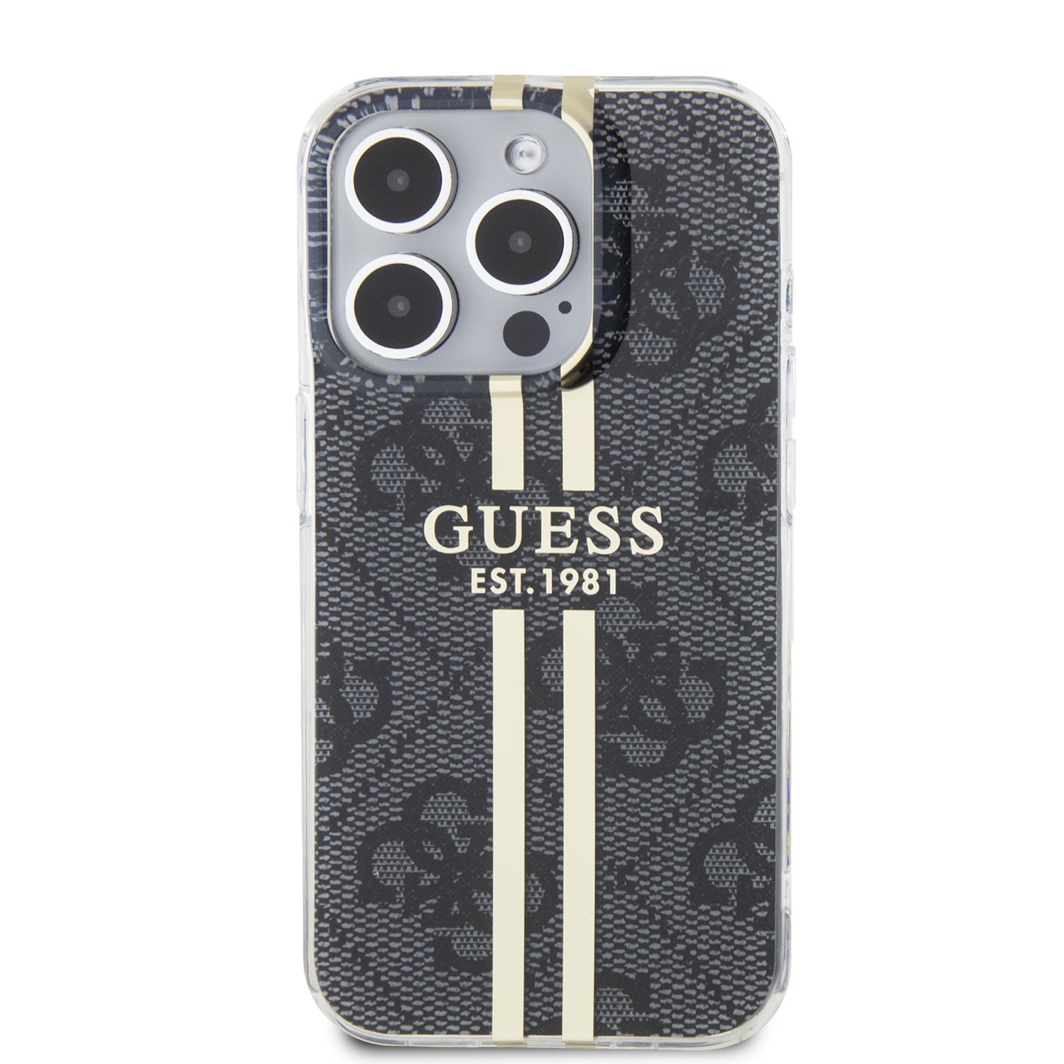 Ochranný kryt na iPhone 15 Pro MAX - Guess, IML 4G Gold Stripe Black