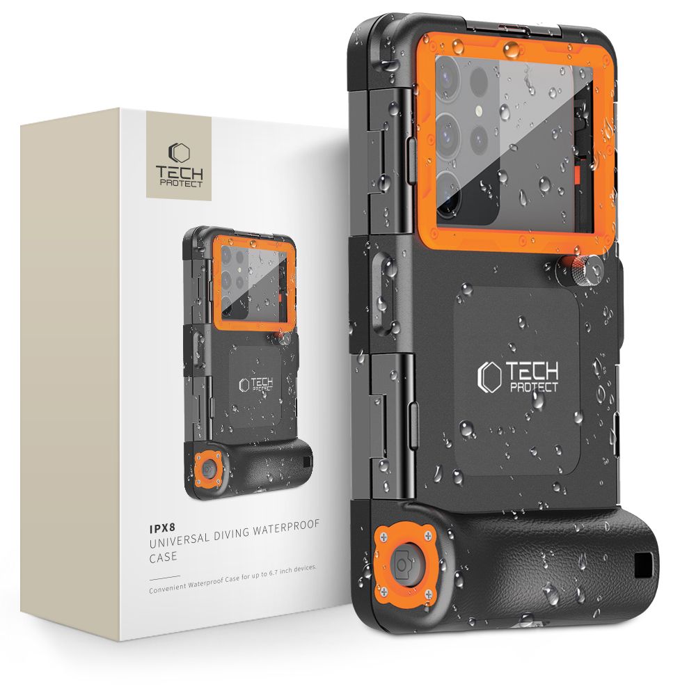 Univerzální voděodolné pouzdro - Tech-Protect, IPX8 Diving Waterproof Case Orange