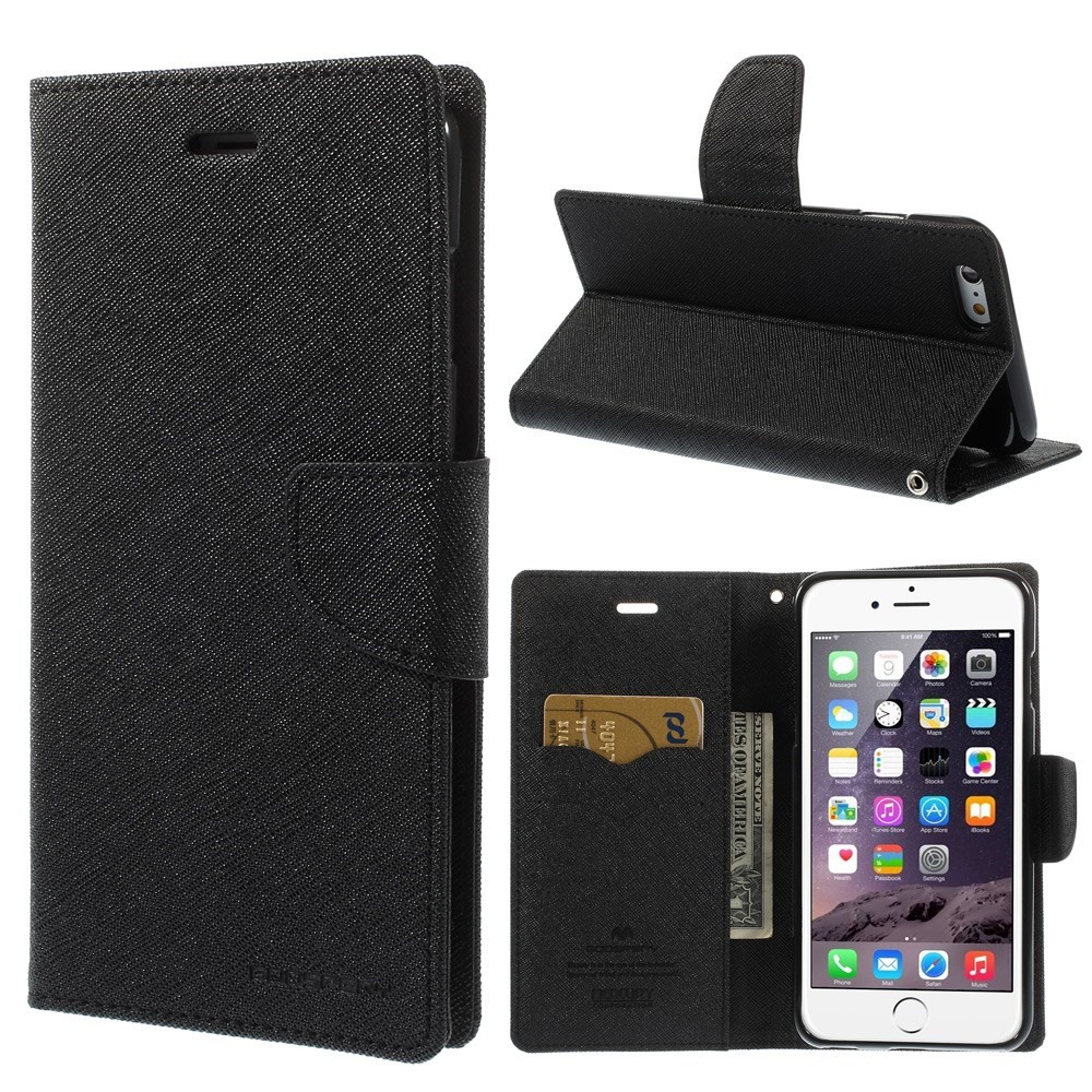 Pouzdro / kryt pro Apple iPhone 6 Plus / 6S Plus - Mercury, Fancy Diary BLACK/BLACK