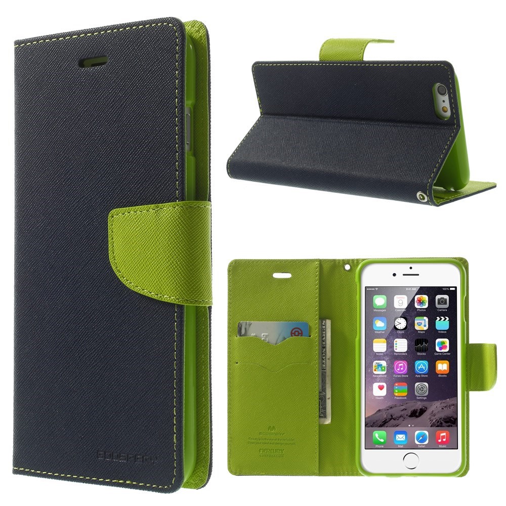 Pouzdro / kryt pro Apple iPhone 6 Plus / 6S Plus - Mercury, Fancy Diary NAVY/LIME