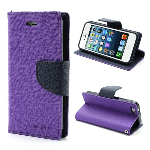 Pouzdro / kryt pro Apple iPhone 5 / 5S / SE - Mercury, Fancy Diary Purple/Navy