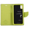 Pouzdro / kryt pro iPhone XS / X - Mercury, Fancy Diary NAVY/LIME
