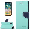 Pouzdro / kryt pro iPhone XS / X - Mercury, Fancy Diary MINT/NAVY