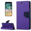 Pouzdro / kryt pro iPhone XS / X - Mercury, Fancy Diary PURPLE/NAVY