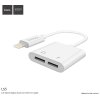 Lightning adaptér rozdvojka - Hoco, LS5 Dainty White