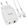 Rychlá nabíječka do sítě pro iPhone a iPad - Hoco, N5 Favor PD20W/QC3.0 White + Lightning kabel